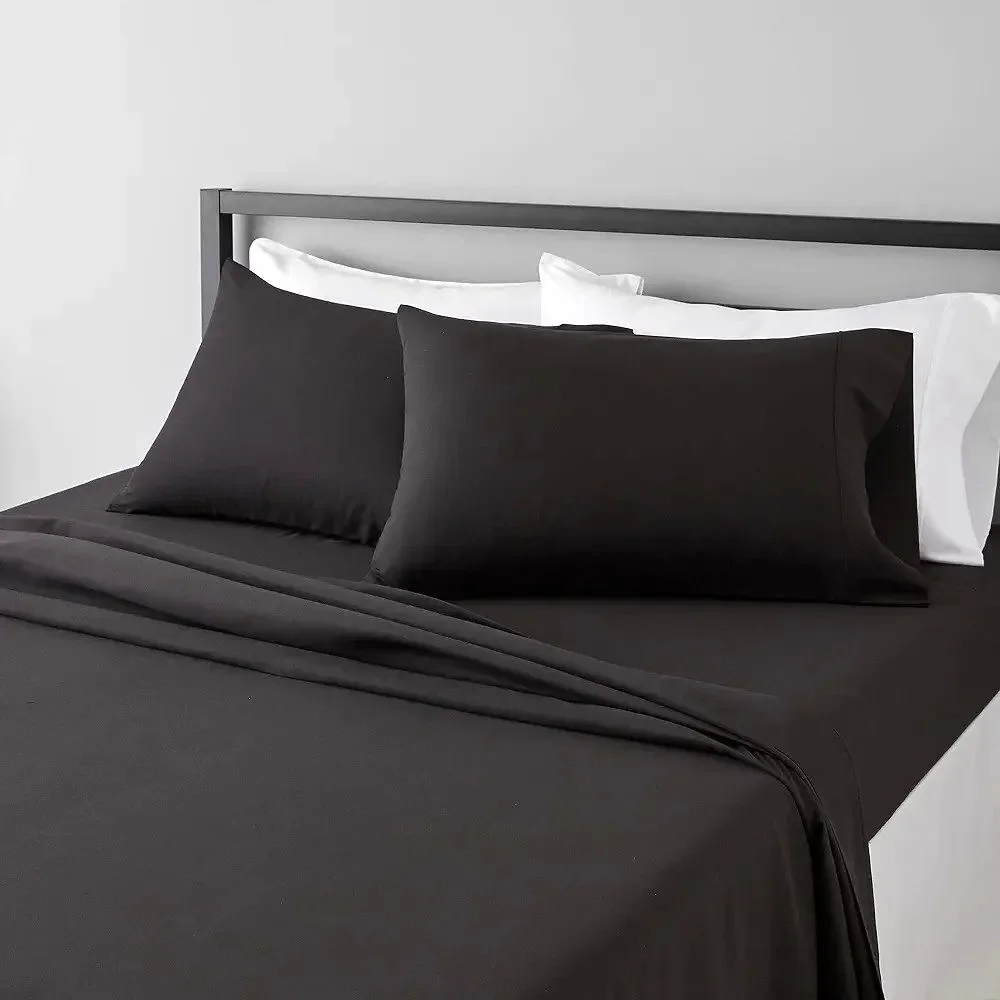Amazon Basics Microfiber 4-Piece Bed Sheet Set, Full, Black